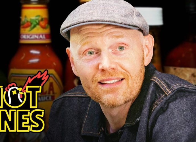 Bill Burr Gets Red in the Face While Eating Spicy Wings