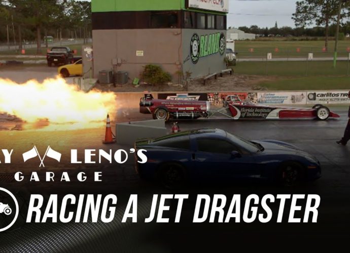 Jay Leno Races Jet Dragster In C6 Corvette